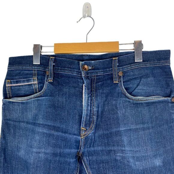 PARASUCO PEOPLE 4 Peace Mens Blue Slim Leg Raw Selvedge Denim Jeans US 34 X 34 - Picture 3 of 14